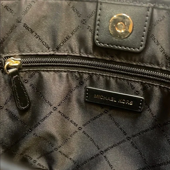 Michael Kors Maeve Black Pebbled Leather Satchel Tote with Logo Straps - Picture 11 of 13